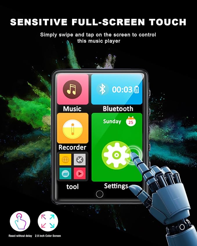 128GB MP3 Player with Bluetooth 5.3 Touch Screen 2.8-inch Digital Music Player - Image 4