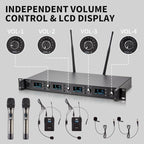 4 Channel Wireless Microphone System UHF 2 Cordless Handheld Mics and 2 - Image 3