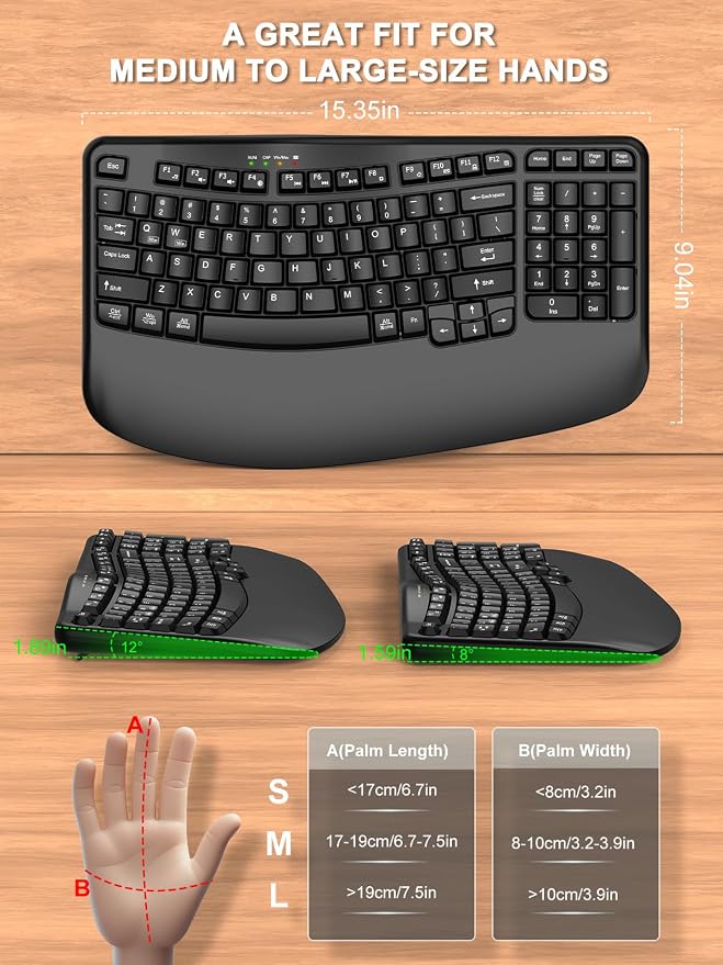 EDJO Ergonomic Wireless Keyboard - Image 3