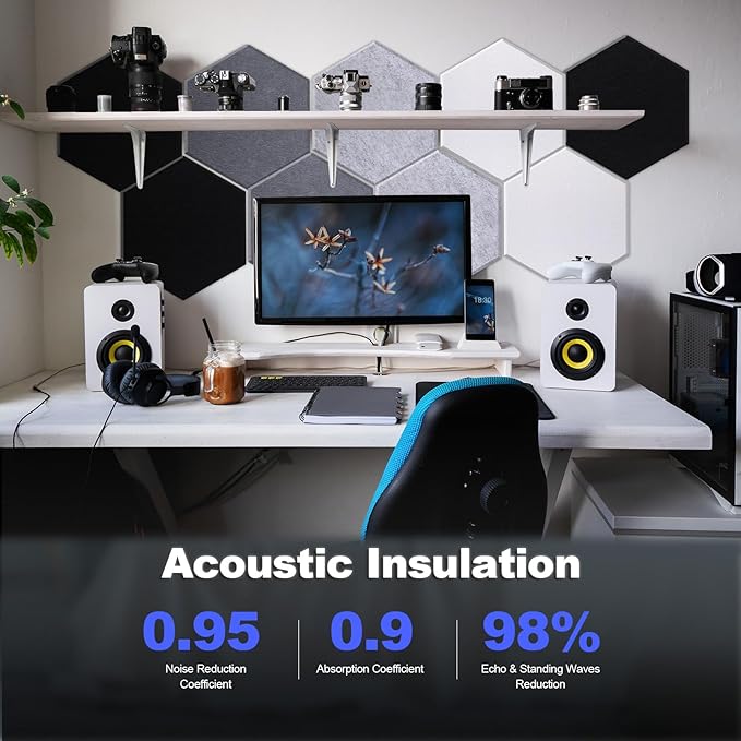 Mollywell Hexagon Acoustic Panels, High Density, Soundproofing, Decorative - Image 2