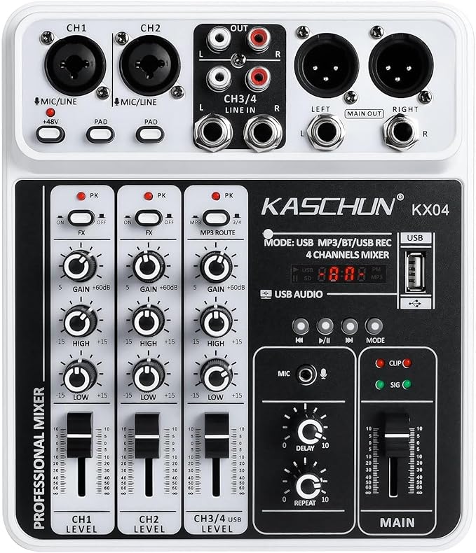 Professional 4-Channel DJ Audio Mixer, Podcasting, Live Streaming & Home by Thepursuitofsoundquality