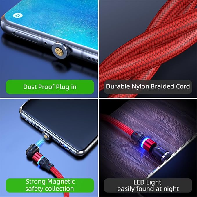 Magnetic Charging Cable 540° Rotation 3A Fast Charging Data Sync 3 in 1 - Image 4