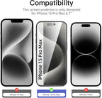 NEW'C 3 Pack Privacy for iPhone 15 Pro Max Screen Protector, Anti-Spy Tempered - Image 2