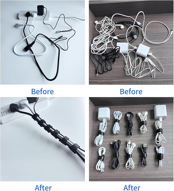 10 Inches 120 PCS Black Reusable Cable Ties, Cable Organizer, Cord Wrap and - Image 3