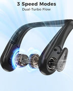 Bladeless Neck Fan, 5000mAh Rechargeable Battery Powered, 3 Speeds, Angle - Image 5