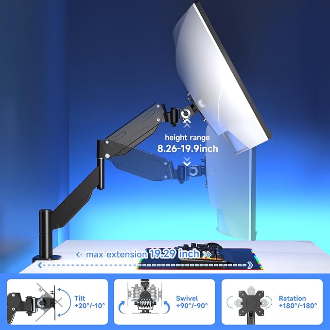 Pholiten Premium Aluminum Heavy Duty Monitor Arm，Ultrawide Monitor Arm - Image 4