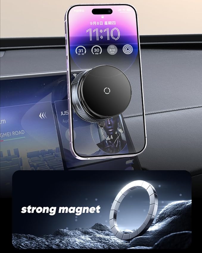 Spinning Vacuum Magnetic Phone Holder 15W Fast Wireless Charger - Image 5