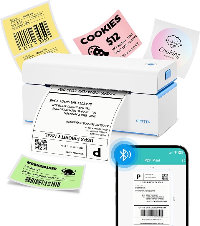 ORGSTA Bluetooth Thermal Shipping Label Printer T001-Plus Wireless 4x6 Shipping by ORGSTA