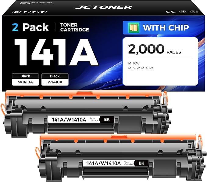 141A W1410A Toner Cartridge Black 2-Pack High Yield Replacement by JCTONER