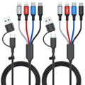 6 in 1 Multi Charging Cable 2Pack - 6FT USB Cable 3A Charger Cable Braided by Ankndo