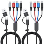 6 in 1 Multi Charging Cable 2Pack - 6FT USB Cable 3A Charger Cable Braided by Ankndo