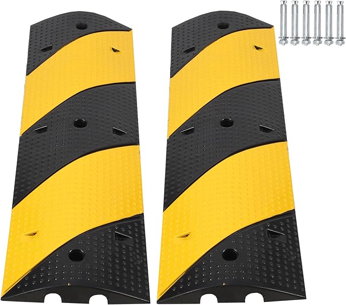 Heavy Duty Speed Bumps for Driveway, 39.4" 2 Pack Rubber Speed Bumps, 2 Channel by TROPOW
