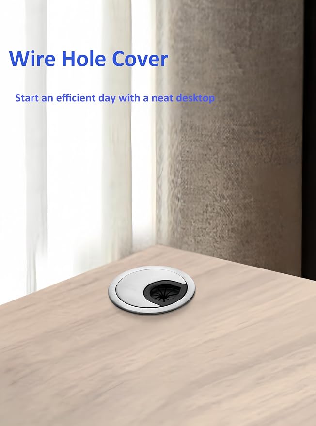 3 Pcs Satin Nickel Metal Cable Grommet, Zinc Alloy Desk Table Grommet Cable - Image 5