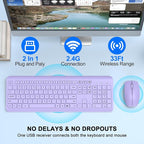 Wireless Keyboard and Mouse Combo, Full-Size Silent Ergonomic Keyboard and - Image 2