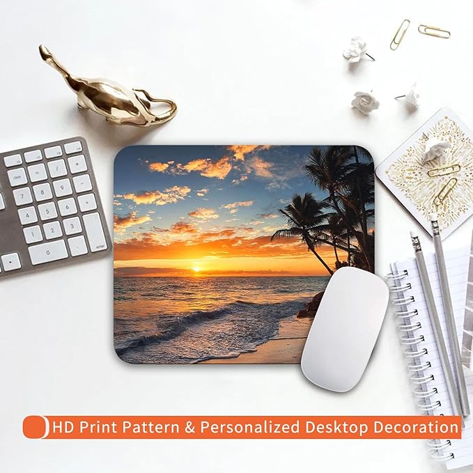 Square Mouse Pad Beach Sunset, Personalized Premium-Textured Custom Mouse Mat - Image 6
