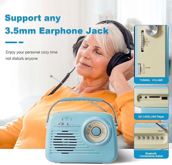 Portable Am Fm Radios, Radio Bluetooth Support Battery Operated and Plug in Wall - Image 5