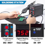 WEP 8786D-I SE Hot Air Soldering Iron Station Kit 2-IN-1 - Image 4