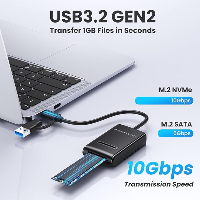 CY USB 3.0 USB-C Type-C Type-A to NVME M-Key M.2 NGFF SATA SSD Docking - Image 3
