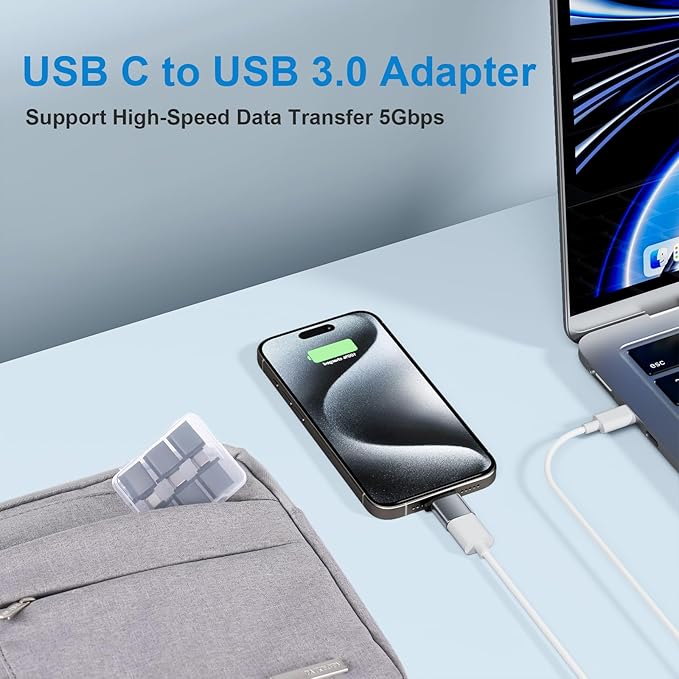 USBC to USB Adapter 6 Pack, USB C to A Adapter, USBC Male to USBA Female - Image 4
