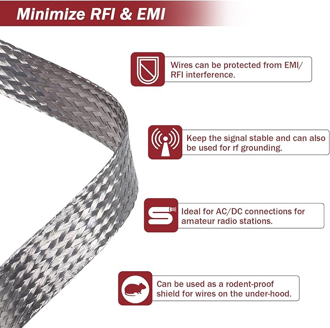 Tinned Copper Metal Braid Sleeving Wire Shielding Sleeve Braided Copper Ground - Image 5