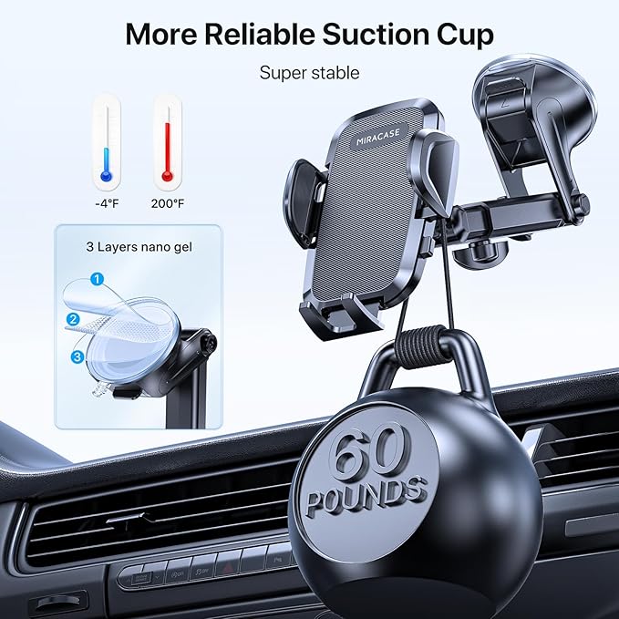 Miracase Phone Holders for Your Car, Universal Cell Phone Car Mount, 3-in-1 - Image 3