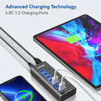 Powered USB Hub 3.0, Leinsis 7-Port USB 3.0 Hub 7 Data Transfer Ports+ 4 Smart - Image 3