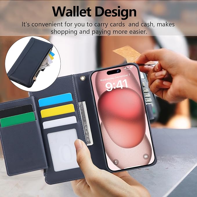 Compatible with iPhone 13/14 Wallet Phone Case-PU Leather Magnetic Flip Cover - Image 4