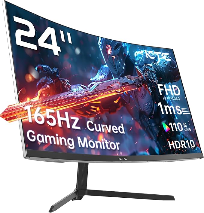 KTC 24 inch 1500R Curved Gaming Monitor 165Hz 1ms FHD 1080p VA Tilt Adaptive by KTC