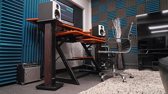 Rockville RHTSD 36" Bookshelf Speaker Stands, Dark Wood Grain, Dual Top Plates - Image 8