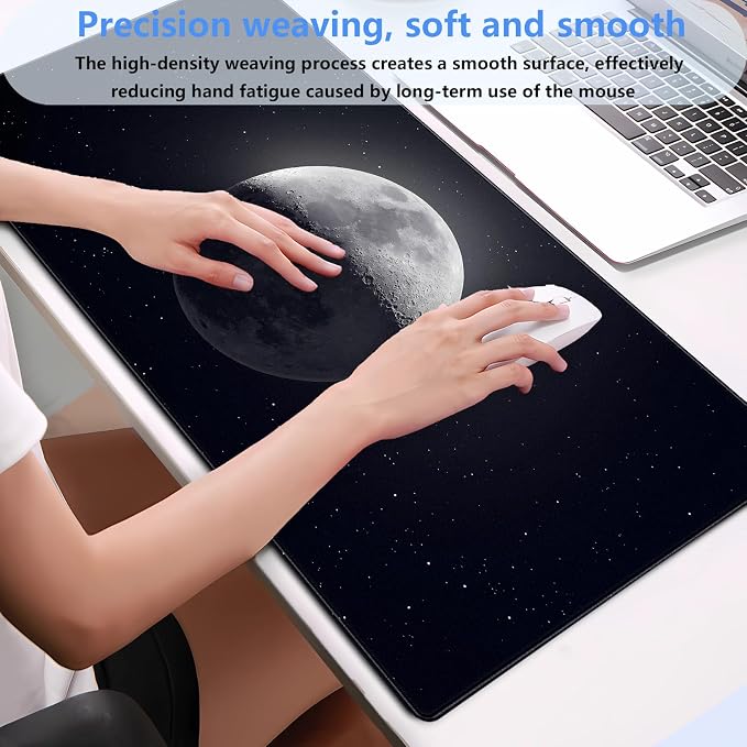 Moon Mouse Pad Sci-fi Galaxy Desk Mat Extended XL Large Gaming Mousepad Dark - Image 4