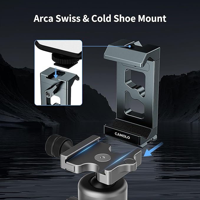 Metal Phone Tripod Mount Arca Port & Action Camera Adapter, Adjustable - Image 4