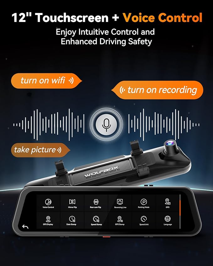 WOLFBOX G900 Tripro Bumper Version 3 Channel 4K Mirror Dash Cam, STARVIS 2 - Image 6