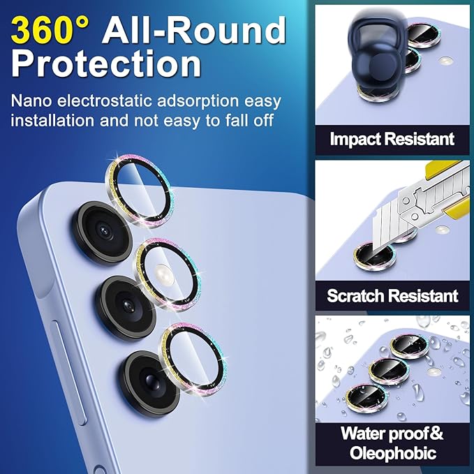 for Samsung Galaxy A16 Camera Lens Protector, Individual Metal Ring Tempered - Image 3