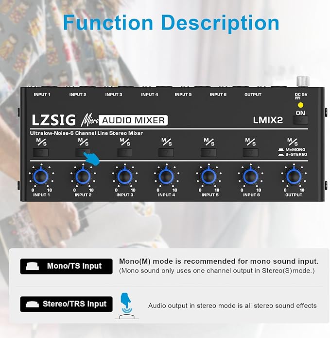 LZSIG Mini Audio Mixer, Stereo Line Mixer - Image 4