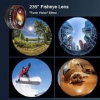 Phone Camera Lens, Clip on Cell HD Phone Fisheye Lens kit, 235° Fisheye Lens - Image 3