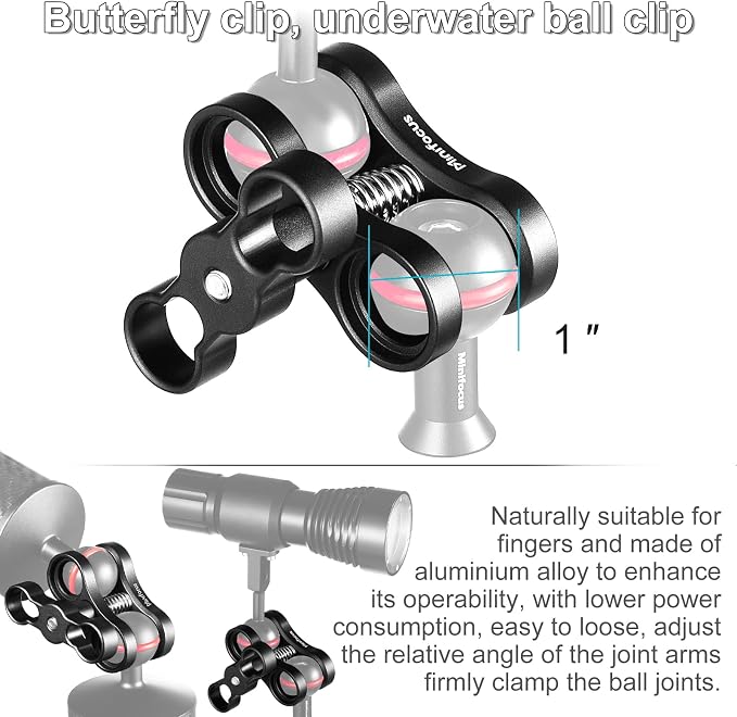 MINIFOCUS 2PCS 1'' Aluminum Ball Clamp Mount - Image 5