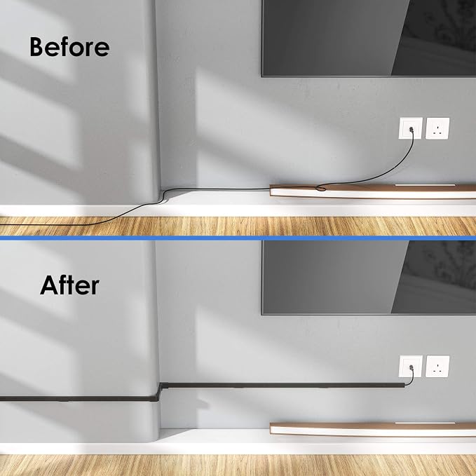 Yecaye Black Cord Hider, One-Cord Channel Cord Cover on Wall, Cable Management - Image 7