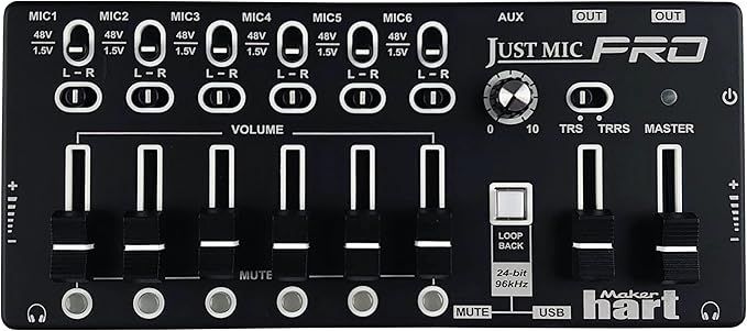 Maker hart Just Mic Multitrack Workstation /6 Mic IN-Mic Power/1 Stereo IN/4 by MAKERHART