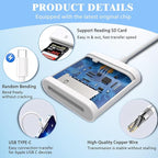 iPhone SD Card Reader USB C, Digital Camera Adapter iPhone 16, Trail Camera SD - Image 3