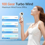 3-in-1 Portable Handheld Turbo Fan-100 Speeds, 15000 RPM, 10Hrs Cooling - Image 3