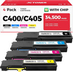 C400 C405 Extra High-Yield Toner Cartridge Set 4-Pack Replacement by JCTONER