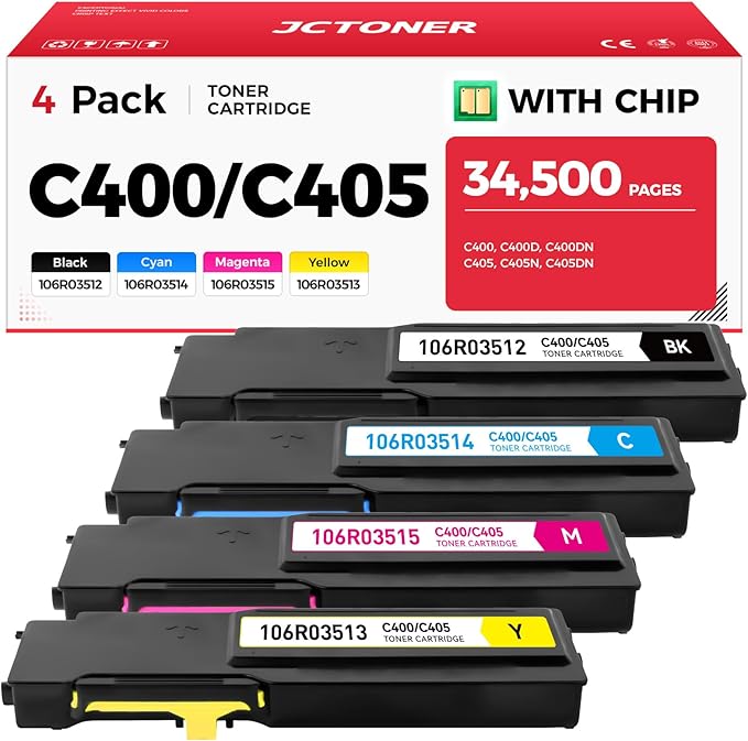C400 C405 Extra High-Yield Toner Cartridge Set 4-Pack Replacement by JCTONER