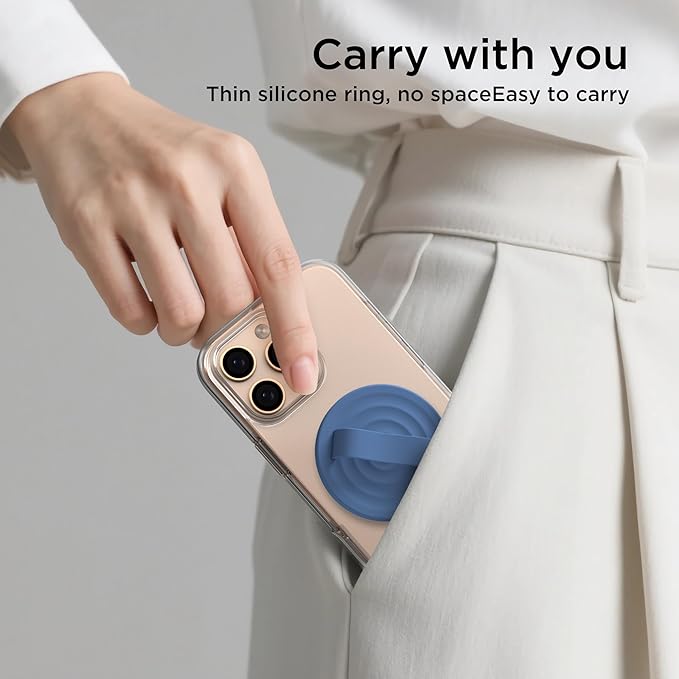 Magnetic Phone Ring Grip Holder, Silicone Finger Loop Grip, Compatible - Image 9
