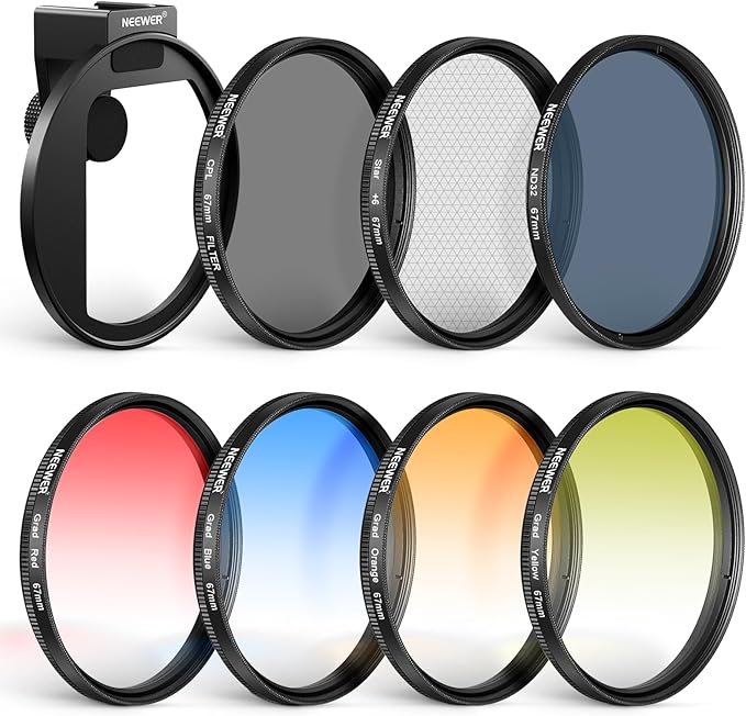 NEEWER Clip On 67mm Phone ND Filter Kit, Upgraded Lens Clip Cold Shoe by Neewer