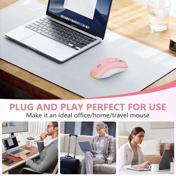 Wireless Bluetooth Mouse, 2.4G and Bluetooth 5.2 Ergonomic Rechargeable USB - Image 6