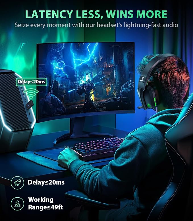 HW11 Wireless Gaming Headset for PS5, PS4 Pro, Gamer Headphones for PC - Image 2
