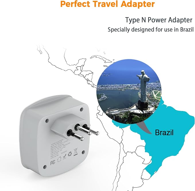 TESSAN Brazil Power Adapter, US to Brazil Plug Adaptor - Image 3