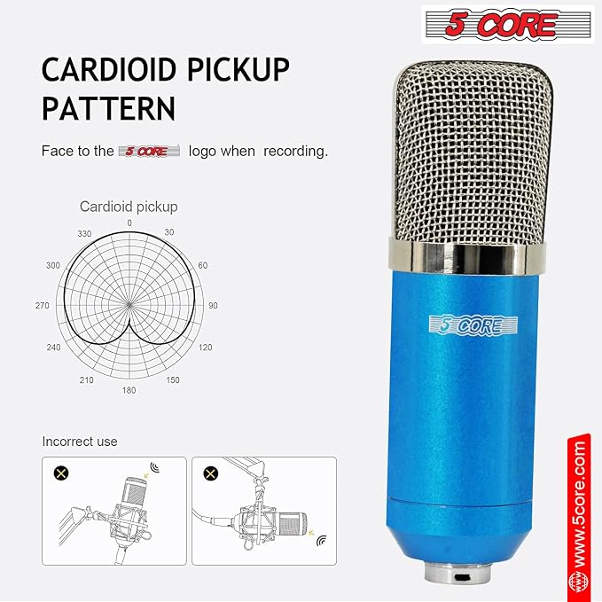 5Core Recordng Microphone Podcast Bundle Condenser w Microphone Arm Desk Mic - Image 2