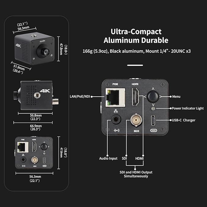 4K POV Box Camera PoE, Simultaneously HDMI & SDI Output, RTSP/RTMP/SRT - Image 8