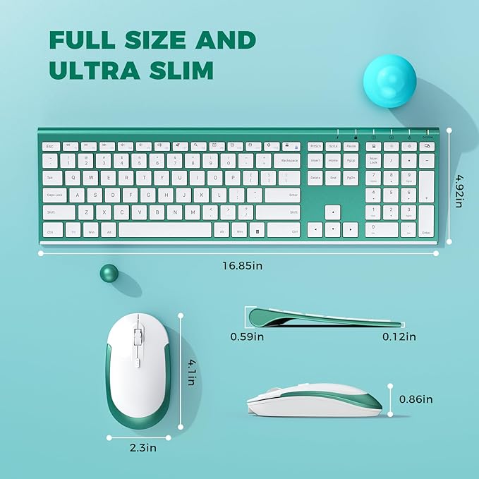 Wireless Keyboard and Mouse, Vssoplor 2.4GHz Rechargeable Compact Quiet - Image 6